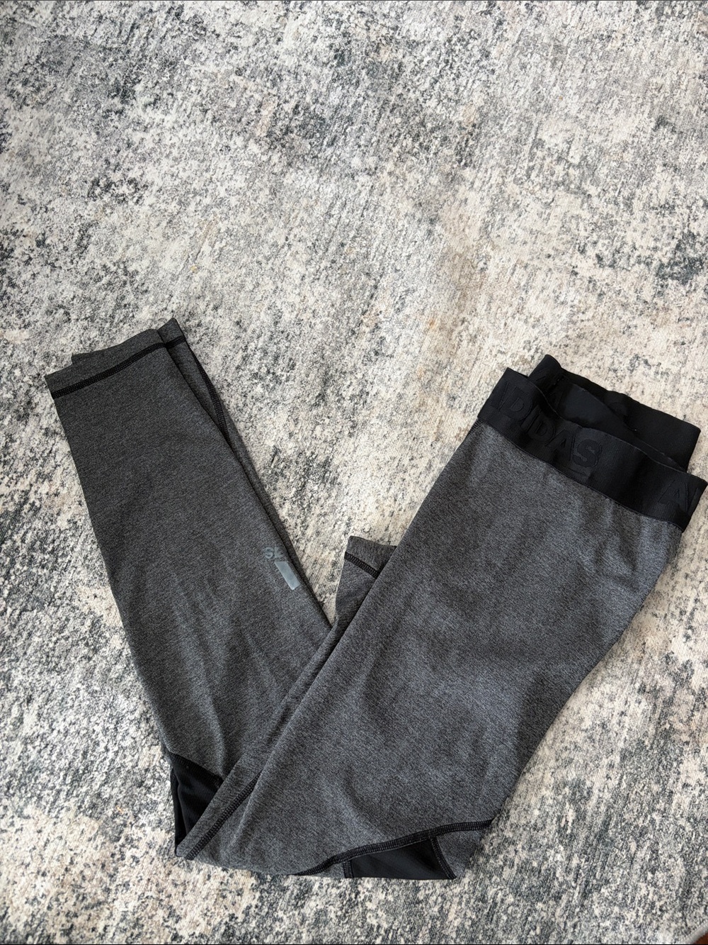 ADIDAS Heather Gray Performance Leggings with Branded Waist